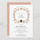 これがバズフローラハートビー赤ちゃんシャワー 招待状 (正面/裏面)