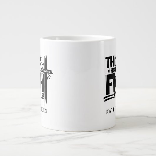 これがパーソナライズされた私の戦いの信仰と戦う方法である ジャンボコーヒーマグカップ (正面)