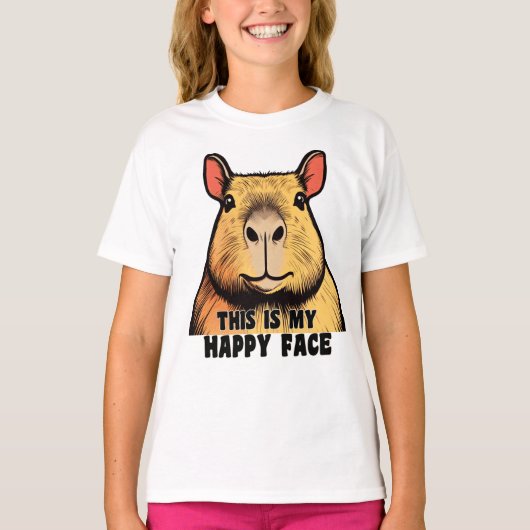 これがマイハッピー顔 – カピバラ Tシャツ (正面)