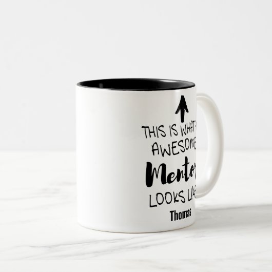 これがメンター素晴らしの容貌だ ツートーンマグカップ (正面右)