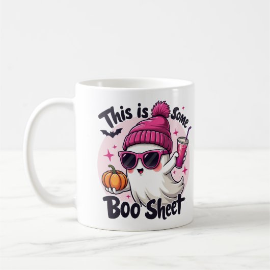 これが幽霊のシートです 女性用 かわいい幽霊 ハロウィン コーヒーマグカップ (左)