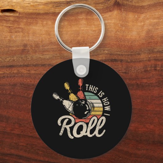 これが私がレトロのボーリング転がボウリングをする人、 クリケットの投手おもしろいギフトを行う方法であ キーホルダー (正面)