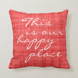 これが私たちのハッピープレイス引用文レッド装飾用クッション クッション