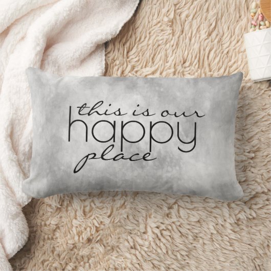 これが私たちの幸せな場所引用文グレイ ランバークッション (ブランケット)