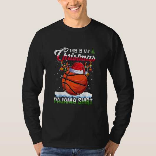 これが私のクリスマスパジャマシャツバスケットボールです Tシャツ (正面)