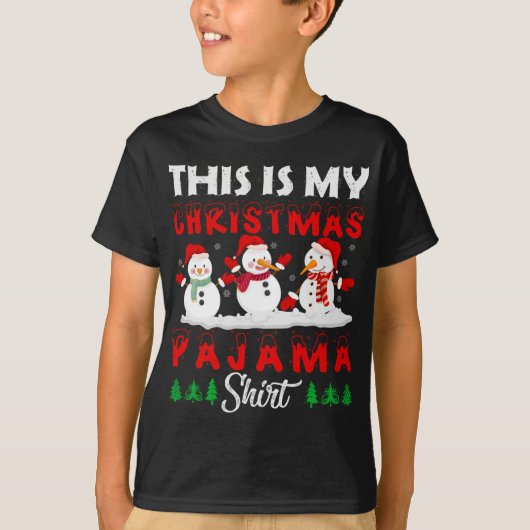 これが私のクリスマスパジャマ雪だるま Tシャツ (正面)