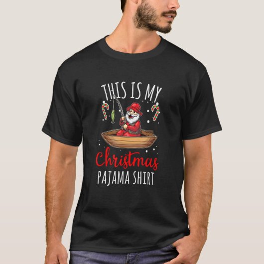 これが私のクリスマスパジャマ 釣り好きのためのクリスマスの魚 Tシャツ (正面)