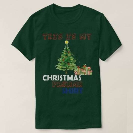 これが私のクリスマスパジャマ  雪のクリスマスツリー  Xmas Tシャツ (デザイン正面)