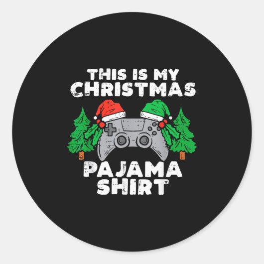 これが私のクリスマスパジャマTシャツ ビデオゲーム少年 ラウンドシール (正面)