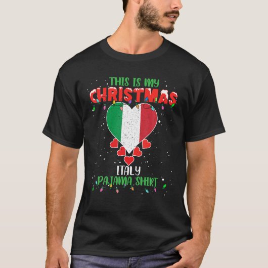 これが私のクリスマスライトラブイタリア国旗パジャマ Tシャツ (正面)