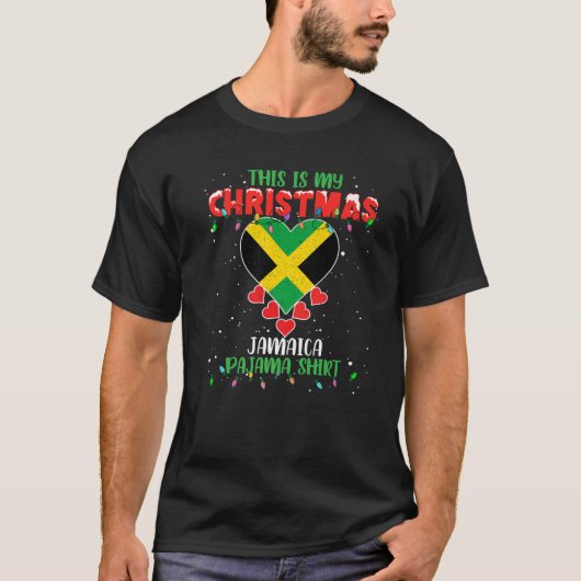 これが私のクリスマスライトラブジャマイカ国旗パハ Tシャツ (正面)
