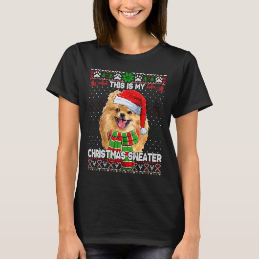 これが私のクリスマーポメラニア犬 Tシャツ (正面)