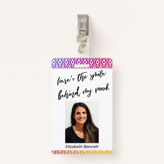 これが私のマスクのスマイルの背景グラデーションです バッジ (正面クリップ)