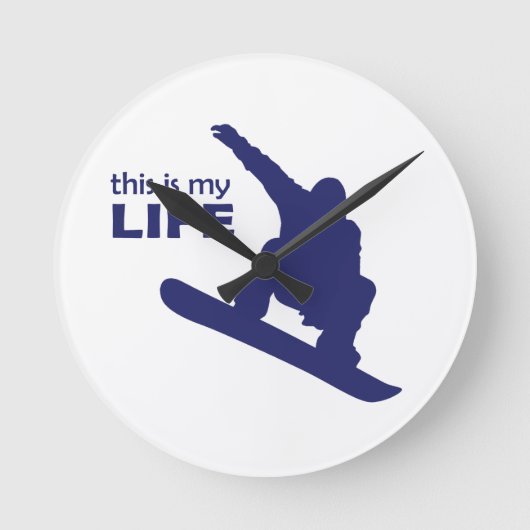 これが私の人生(スノーボード) ラウンド壁時計 (正面)