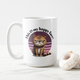 これが私の幸せな顔だ!不機嫌な猫 コーヒーマグカップ