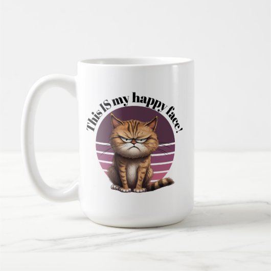 これが私の幸せな顔だ!不機嫌な猫 コーヒーマグカップ (左)