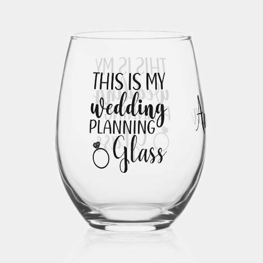 これが私結婚の新婦になる予定おもしろい ステムなしワイングラス (正面)