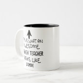 これが素晴らし先生のスペインの様子 ツートーンマグカップ (正面左)