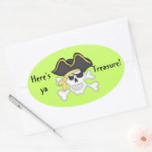 これが財宝だ! – 海賊スカル 楕円形シール (封筒)