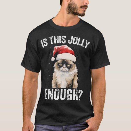 これすてきで十分なクリスマスおもしろい猫サンタ Tシャツ (正面)