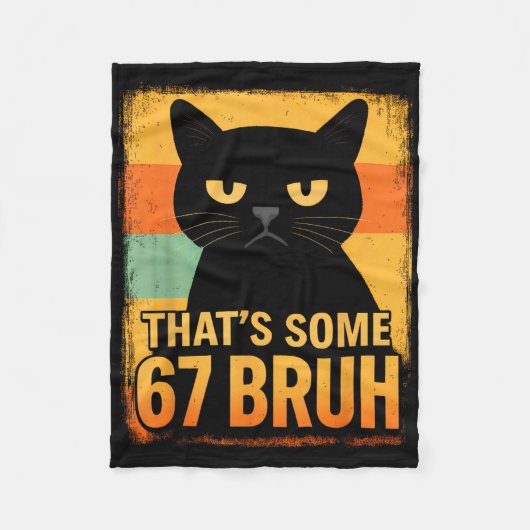 これぞ67 Bruh - レトロな不機嫌な六七の猫M フリースブランケット (正面)