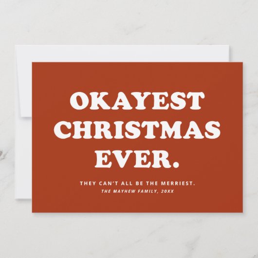 これでいいクリスマス 楽しい 赤い ホリデーカード (正面)