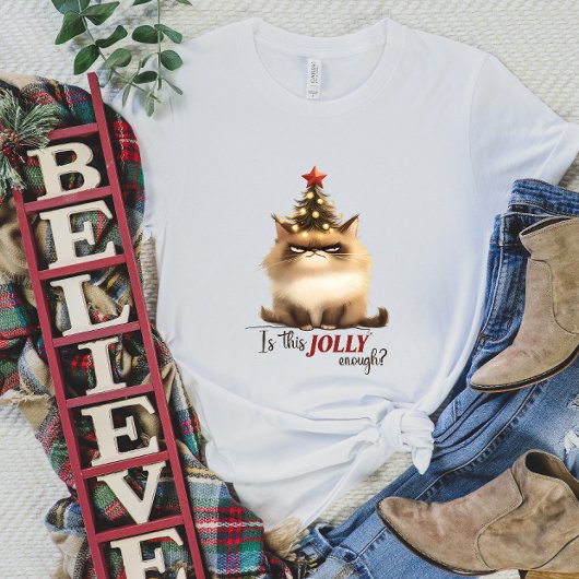 これですてき足りる？クリスマス猫Tシャツ Tシャツ