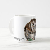 「これのフクロウのマグは賢い1つの」文字に属します コーヒーマグカップ (正面左)
