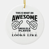 これはなんと素晴らしいウクレレプレーヤーのように見えるかです セラミックオーナメント (正面)