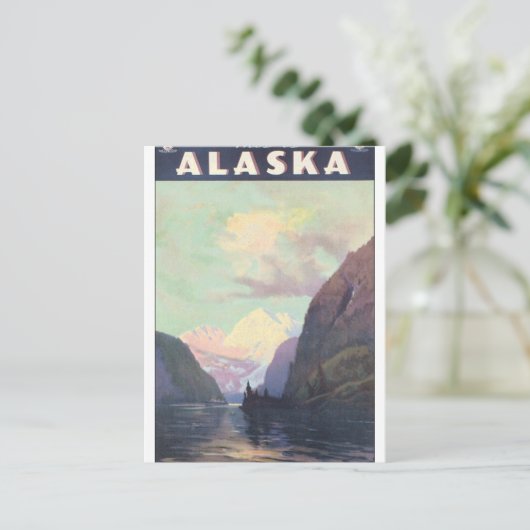 これはアラスカヴィンテージ旅行のポスターアートワーク ポストカード (スタンド正面)