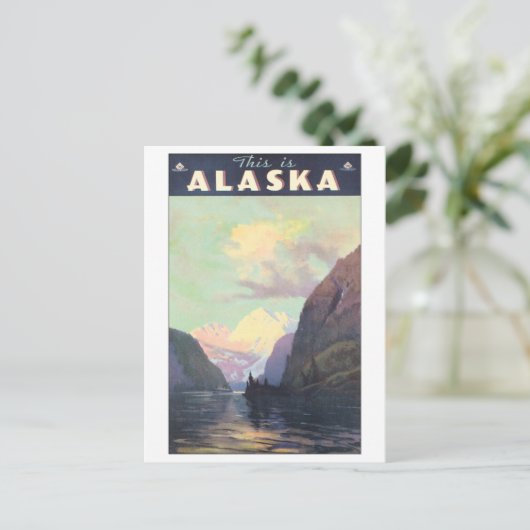 これはアラスカヴィンテージ旅行のポスター ポストカード (スタンド正面)