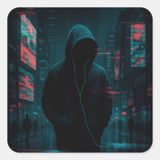 これはオリジナル版ではない – Glitchcore Art スクエアシール (正面)