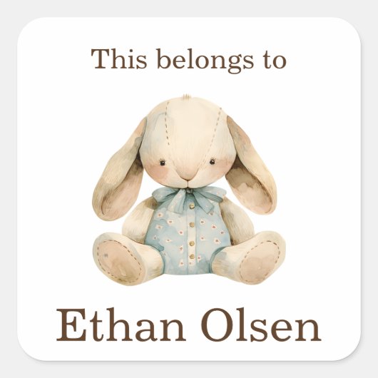 これはカスタム幼稚園バニー・ラビットのものだ スクエアシール (正面)