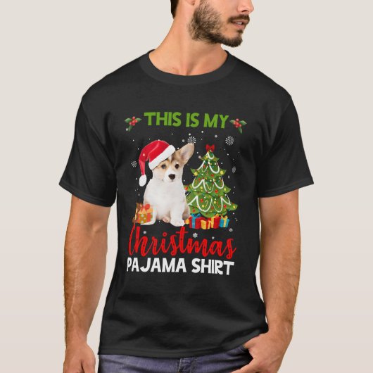 これはクリスマスのパジャマコーギサンタだ Tシャツ (正面)