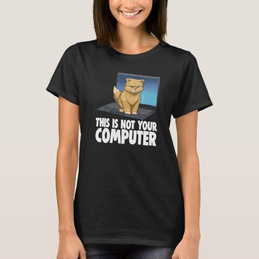 これはコンピュータ怒のCatのおもしろい猫好き Tシャツ (正面)