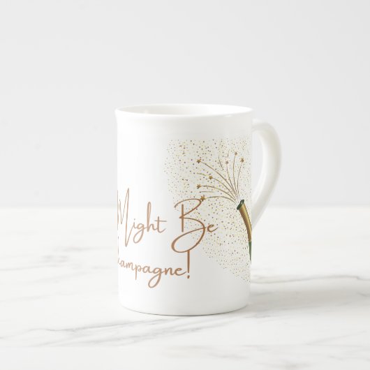 これはシャンパン磁器コーヒーマグかもしれない – おもしろい ボーンチャイナマグカップ (正面右)