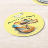 "これはジミーのためのもの"マーガリータ&サンダルズデザイン ラウンドペーパーコースター (アングル)