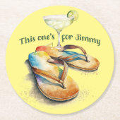 "これはジミーのためのもの"マーガリータ&サンダルズデザイン ラウンドペーパーコースター (正面)