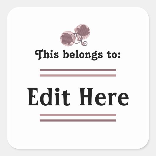 これはステッカーのものだ ||編集可能文字 スクエアシール (正面)
