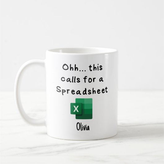 これはスプレッドシートの準備を呼び出す コーヒーマグカップ (左)