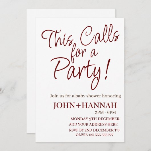 これはパーティーのおもしろい共同給湯を呼び掛ける 招待状 (正面/裏面)