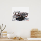 これはブラックサンシャイン:ヴィンテージマスタングカーアート ポスター (キッチン)