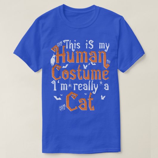 これは人間のコスチュームで、本当に猫のハロウィン Tシャツ (デザイン正面)