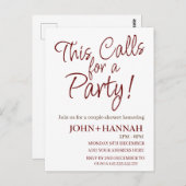 これは共同パーティーおもしろいのシャワーを呼び出す ポストカード (正面/裏面)