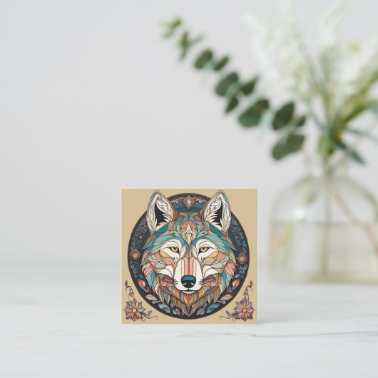 これは可愛いイラストレーションの手描き スクエア名刺 (スタンド正面)