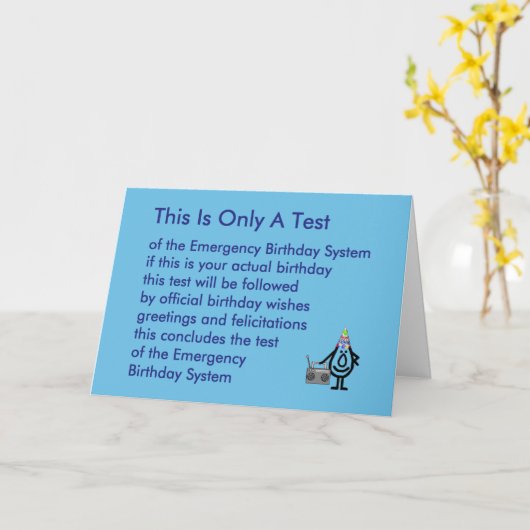 これは唯一のテストである – 誕生日おもしろいの詩 カード (黄色い花)