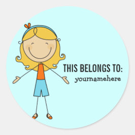 これは女の子のステッカーだ ラウンドシール