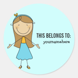これは女の子のステッカーだ ラウンドシール