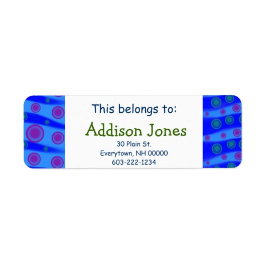 これは属する:子供の名前をカスタムするブルーウェーブピンク ラベル (正面)