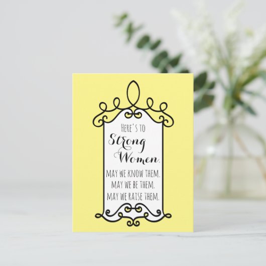 これは強い女性の黄色やる気を起こさせるい枠 ポストカード (スタンド正面)